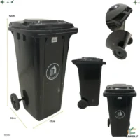 Basurero 120L Negro con Llantas