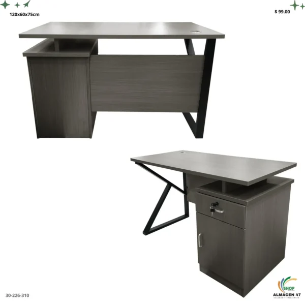Escritorio de Oficina Gris Oscuro con Gabinete  310