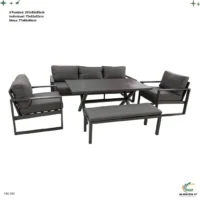 Juego de Terraza Aluminio Gris 5pza 203