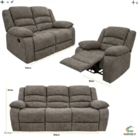 Juego de Sofa Gris Reclinable 3pza Tela 3162