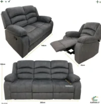 Juego de Sofa Gris Reclinable 3pza Tela 3150