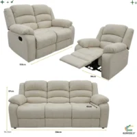 Juego de Sofa Beige Reclinable 3pza Tela 3171