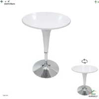 Mesa de Bar Acrilico Blanco 60cm Base Plateada 291