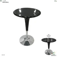 Mesa de Bar Acrilico Negra 60cm Base Plateada 289