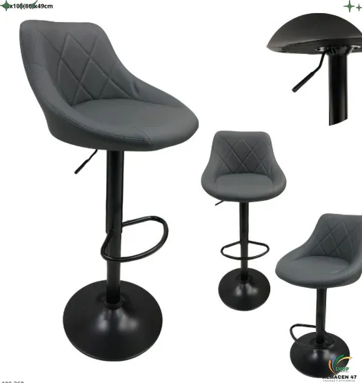 Silla De Bar Gris Base Negra 268