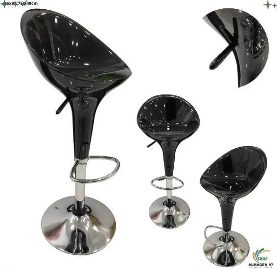 Silla de Bar Negra Acrilica Base Cromada 276