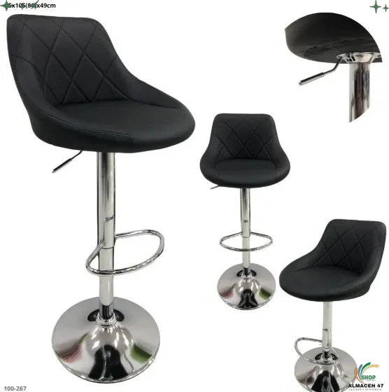 Silla de Bar Negra Base Cromada 267