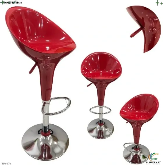 Silla de Bar Roja Base Cromada 279