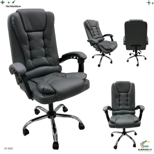 Silla de Oficina Cuerina Gris 3502