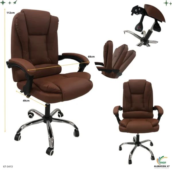 Silla de Oficina Cuerina Kaky Oscuro 3413