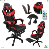 Silla Gaming Negro Rojo con Reposa Pie 3465