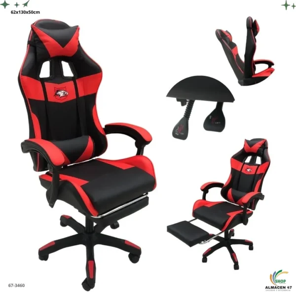 Silla Gaming Negro Rojo con Reposa Pie 3460